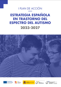 Portada del primer Plan de Acción del autismo con la fotografía de dos personas sonriendo.